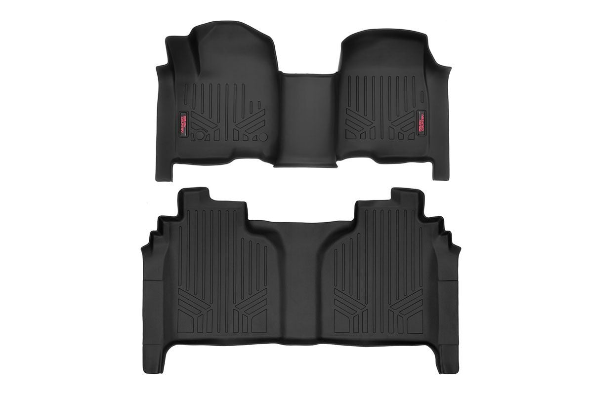 Rough Country Heavy Duty Floor Mats Front/Rear-19-20 Silverado/Sierra Crew Cab Rough Country