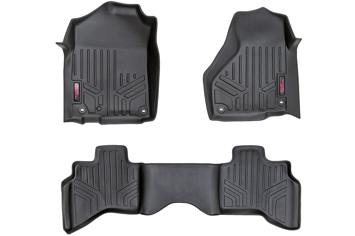 Rough Country Heavy Duty Floor Mats Front/Rear-12-18 Dodge RAM 1500 Quad Cab Rough Country