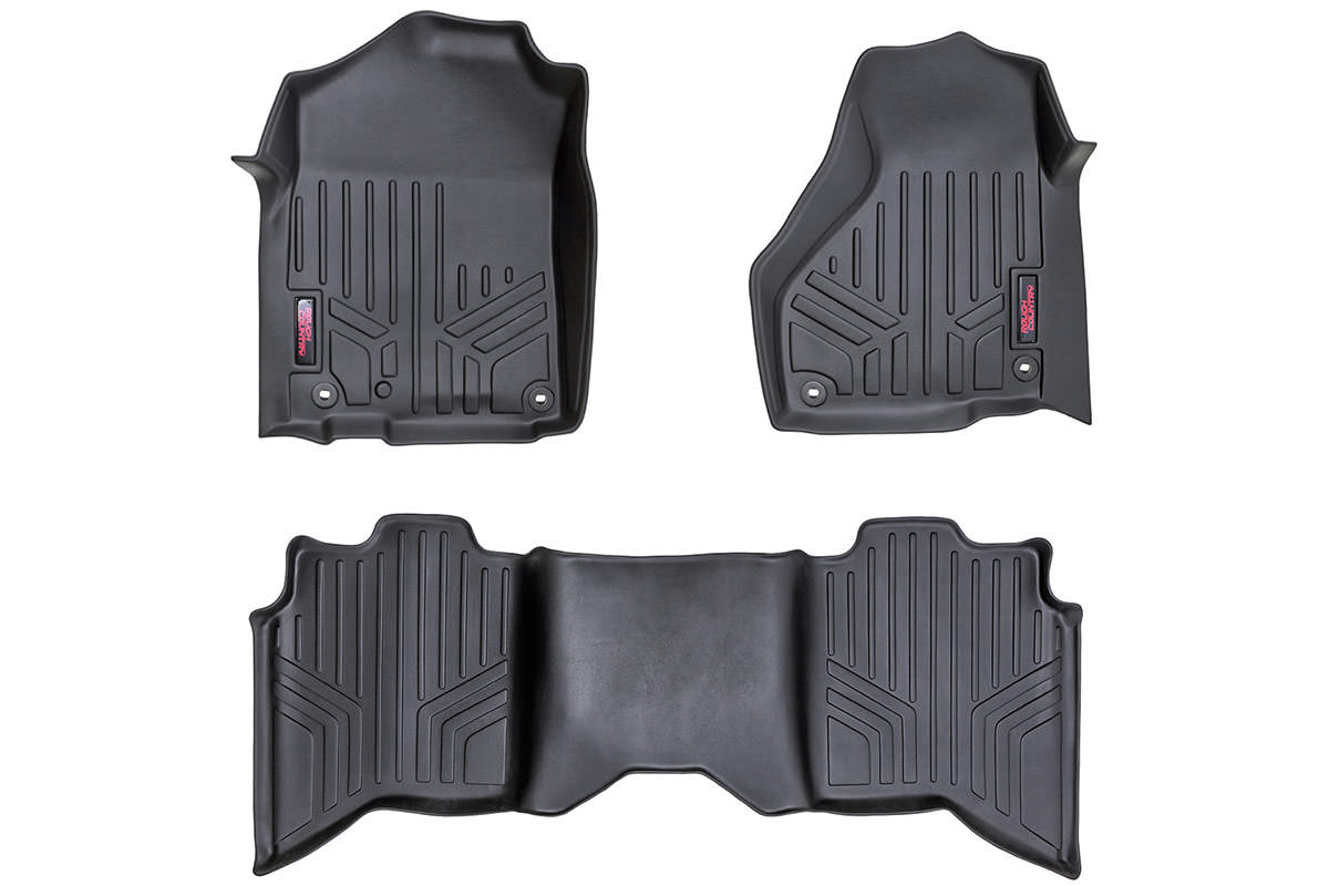 Rough Country Heavy Duty Floor Mats Front/Rear-12-18 Dodge RAM 1500 Crew/Mega Cab Rough Country