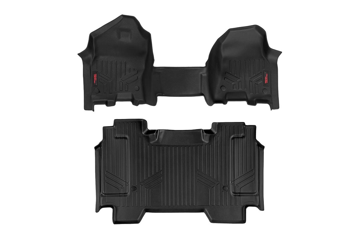 Rough Country Heavy Duty Floor Mats Front/Rear-19-20 RAM 1500 Crew Cab Half Console Rough Country