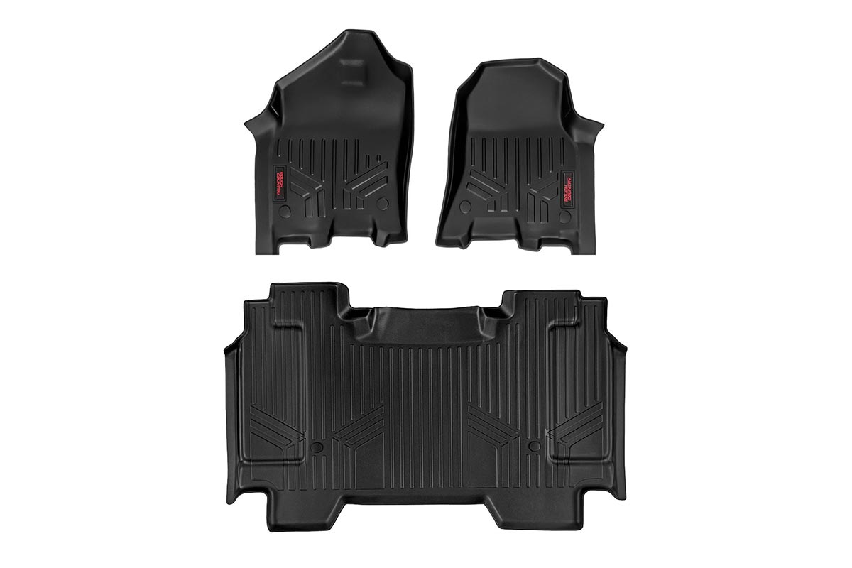 Rough Country Heavy Duty Floor Mats Front/Rear-19-20 RAM Crew Cab Full Console Rough Country