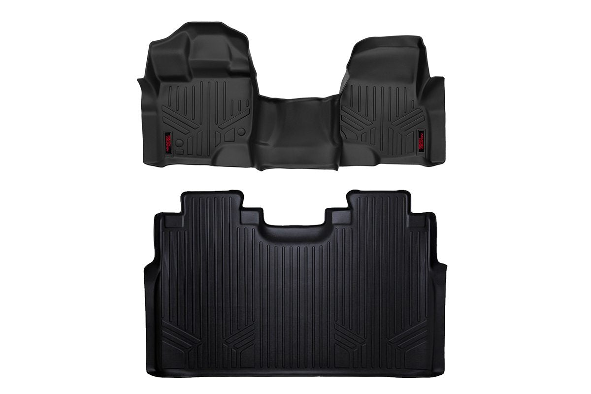 Rough Country Heavy Duty Floor Mats Front/Rear W/Center 15-Up Ford F-150 SuperCrew Cab Rough Country