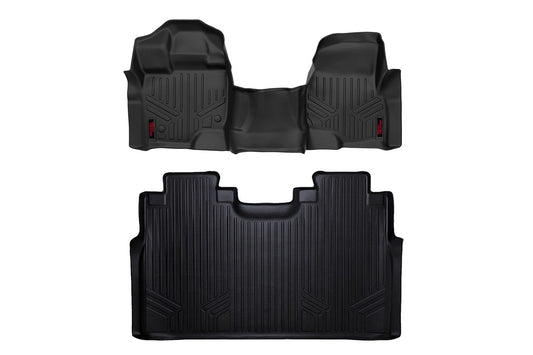 Rough Country Heavy Duty Floor Mats Front/Rear W/Center 15-Up Ford F-150 SuperCrew Cab Rough Country
