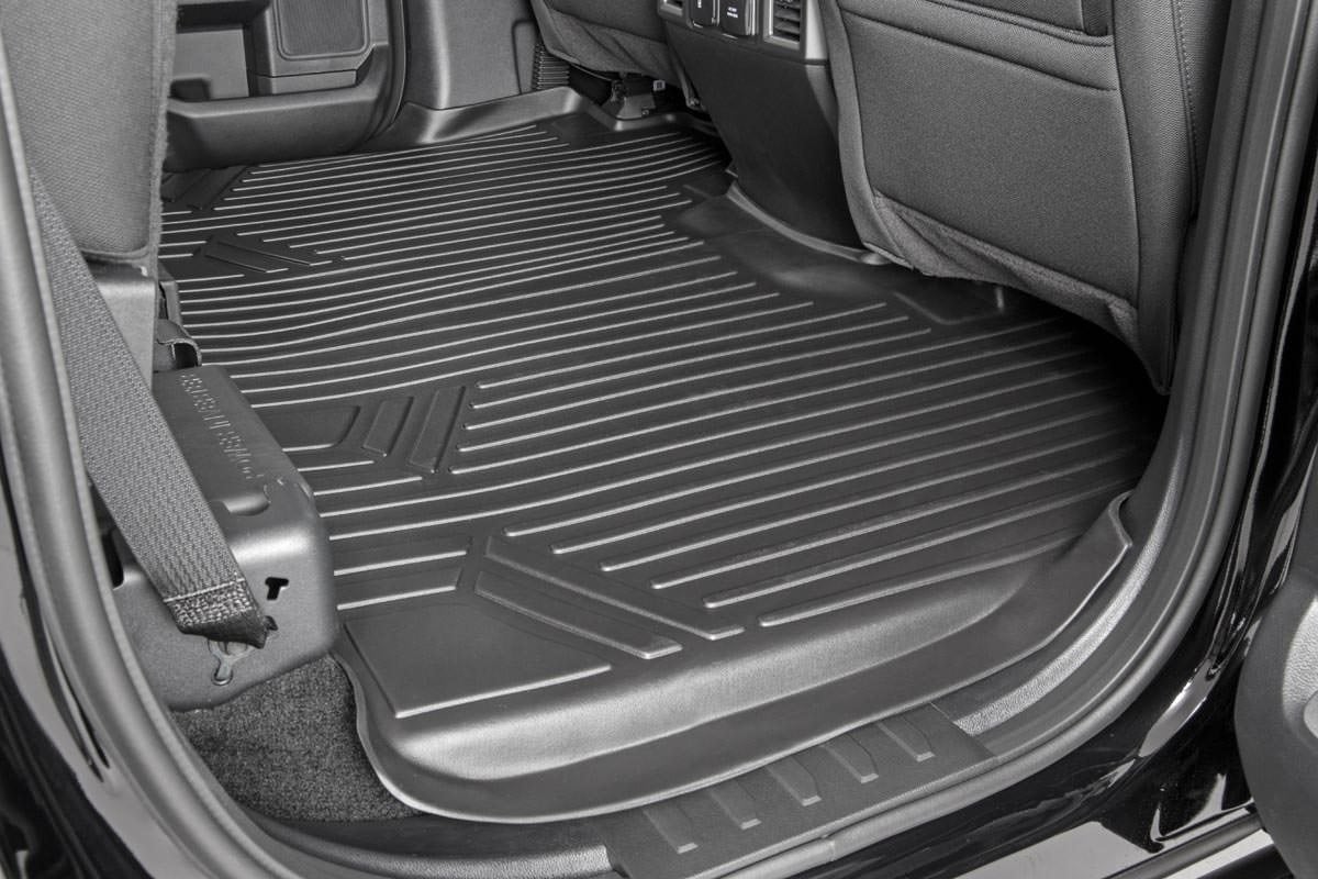 Floor Mats FR & RR Over Hump Ford F-150 (15-26)/F-150 Lightning (22-26)/Raptor (17-25) Rough Country-2