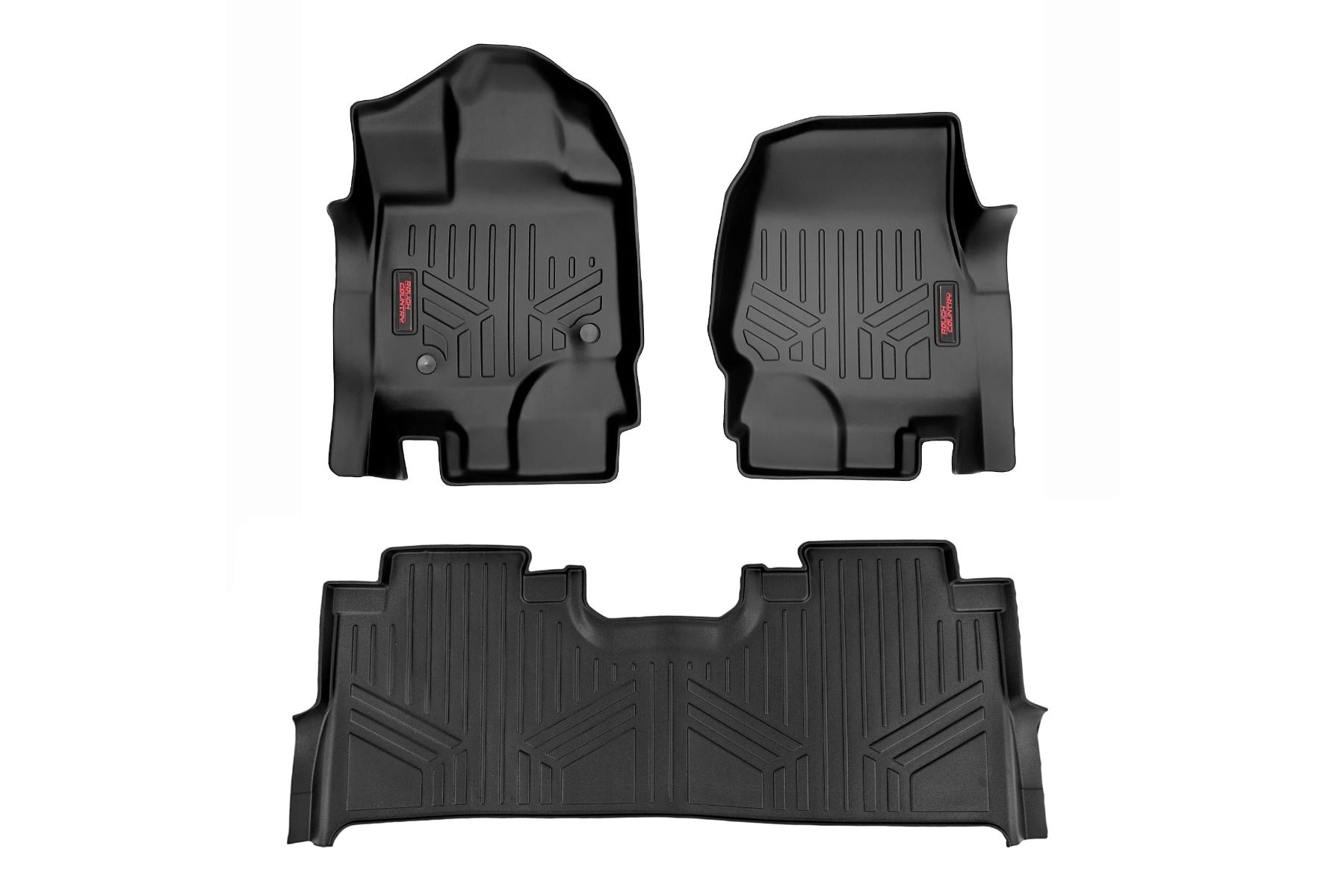 Rough Country Floor Mats Front Row Buckets w/Factory Under Seat Storage Ford F-150 2WD/4WD 15-Up Rough Country