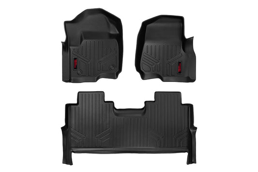 Rough Country Heavy Duty Floor Mats Front/Rear-17-20 Ford Super Duty Crew Cab Rough Country