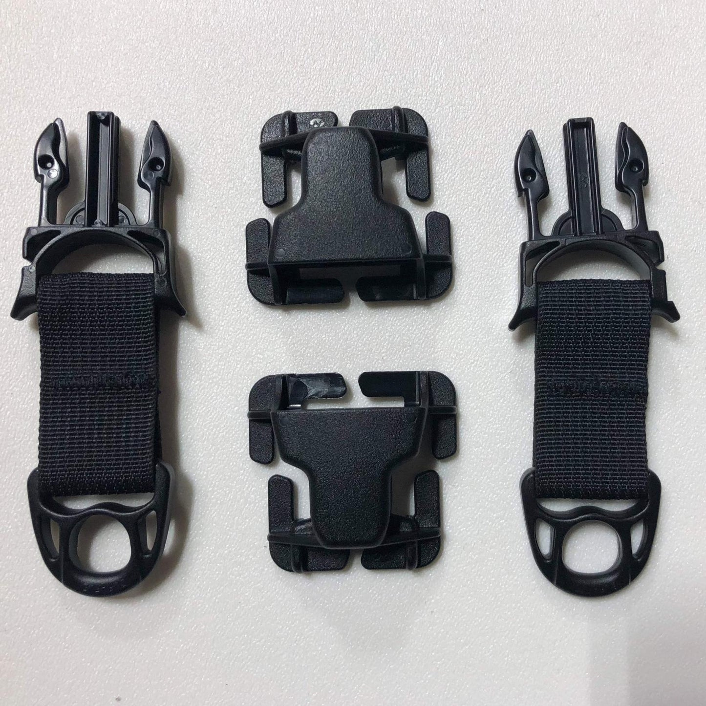 PALS/MOLLE Acetal Heavy Duty D-Ring w/ Every Which Way Quick Side Release Buckle Kit Pair Black Bartact
