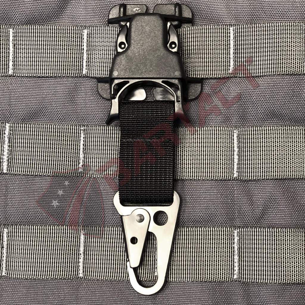 PALS/MOLLE Black Powdercoated Steel HK Hook w/ Every Which Way Quick Side Release Buckle Kit (Pair of 2) Bartact-1