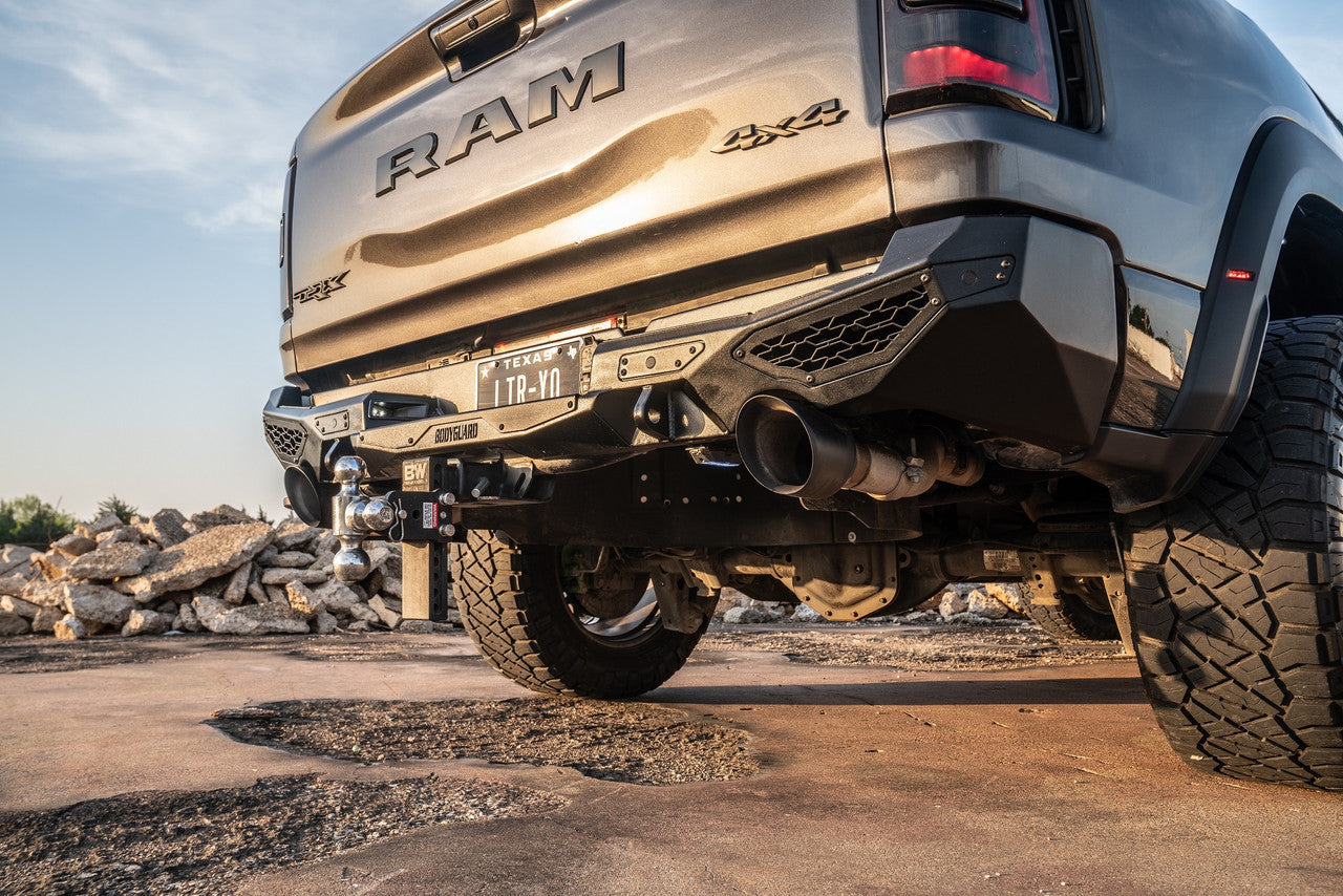 Freedom Rear Bumper For 2021-2024 Ram 1500 TRX Sensor Cutouts Dual exhaust Bodyguard Bumpers-2