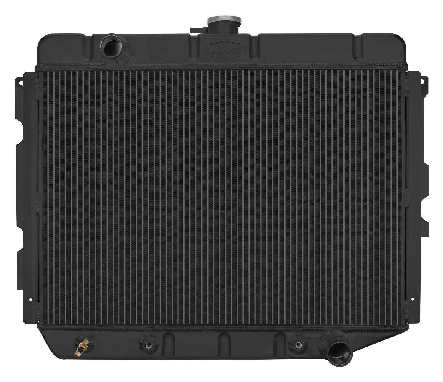 Cold Case Radiators 66-74 A,B,C, E Body With AC Automatic 17 x 26 Inch Aluminum Performance Radiator Black Night Rider Series Cold Case Radiators