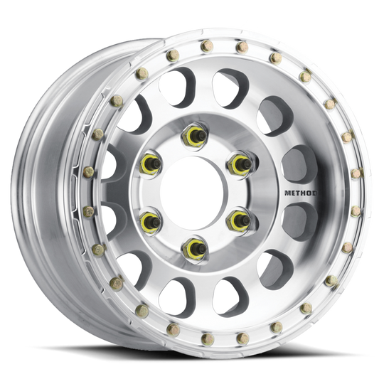 Aluminum 17x9 Beadlock MR103 Bolt Pattern 6 On 139.7 Offset -12 Lip Size 2.76 Raw Machined Silver Method Race Wheels