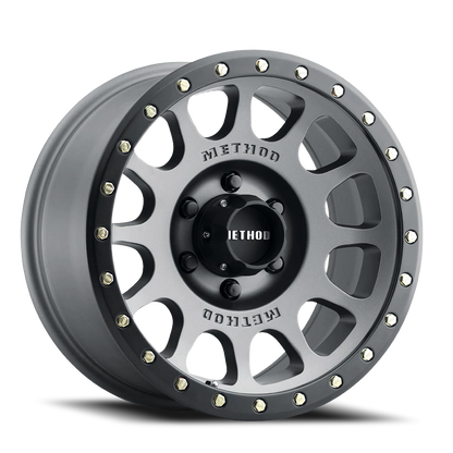 Aluminum 16x8 NV MR305 Bolt Pattern 6 On 139.7 Offset 0 Lip Size 1.57 Titanium TT Matte Black Lip Method Race Wheels