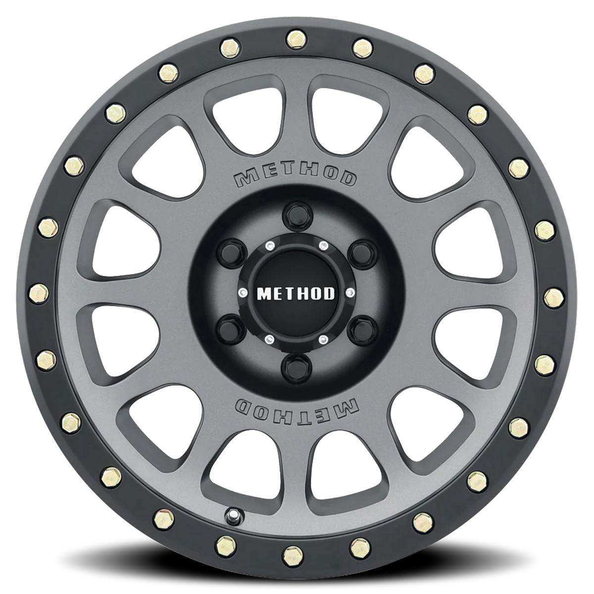 Aluminum 16x8 NV MR305 Bolt Pattern 6 On 139.7 Offset 0 Lip Size 1.57 Titanium TT Matte Black Lip Method Race Wheels-2
