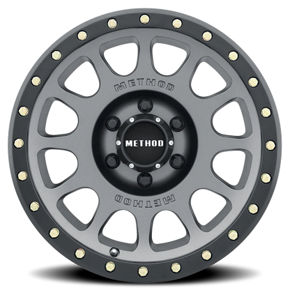 Aluminum 16x8 NV MR305 Bolt Pattern 6 On 139.7 Offset 0 Lip Size 1.57 Titanium TT Matte Black Lip Method Race Wheels-2
