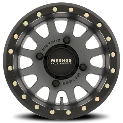 Aluminum 15x7 MR401 Beadlock UTV Titanium GY Matte Black Ring Method Race Wheels-1