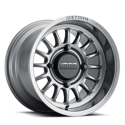 Aluminum 14x7 MR411 Bead Grip UTV Bolt Pattern 4 On 156 Offset 13 Lip Size 1.73 Gloss Titanium SL Method Race Wheels