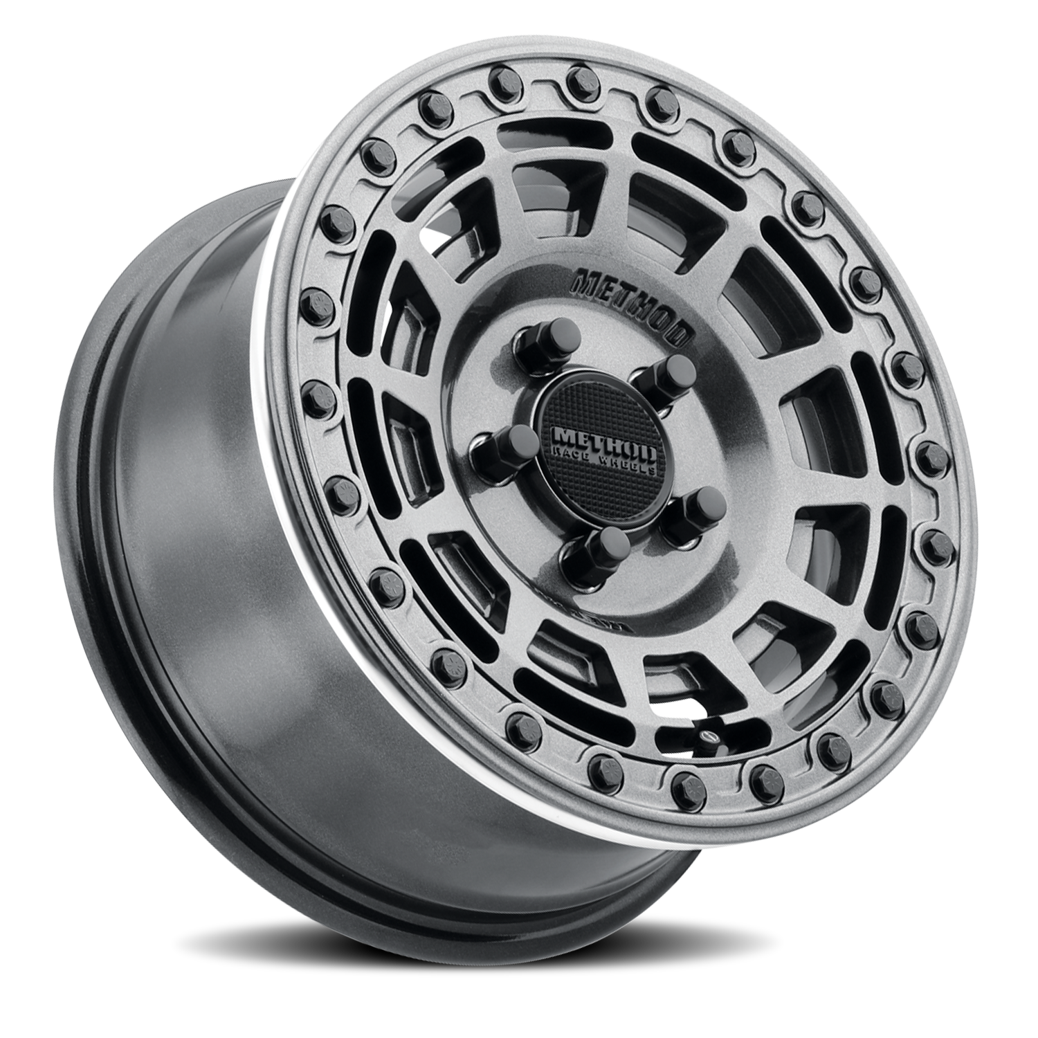 Aluminum 15x10 MR415 Beadlock UTV Graphite GY Gloss Graphite Ring Method Race Wheels-7