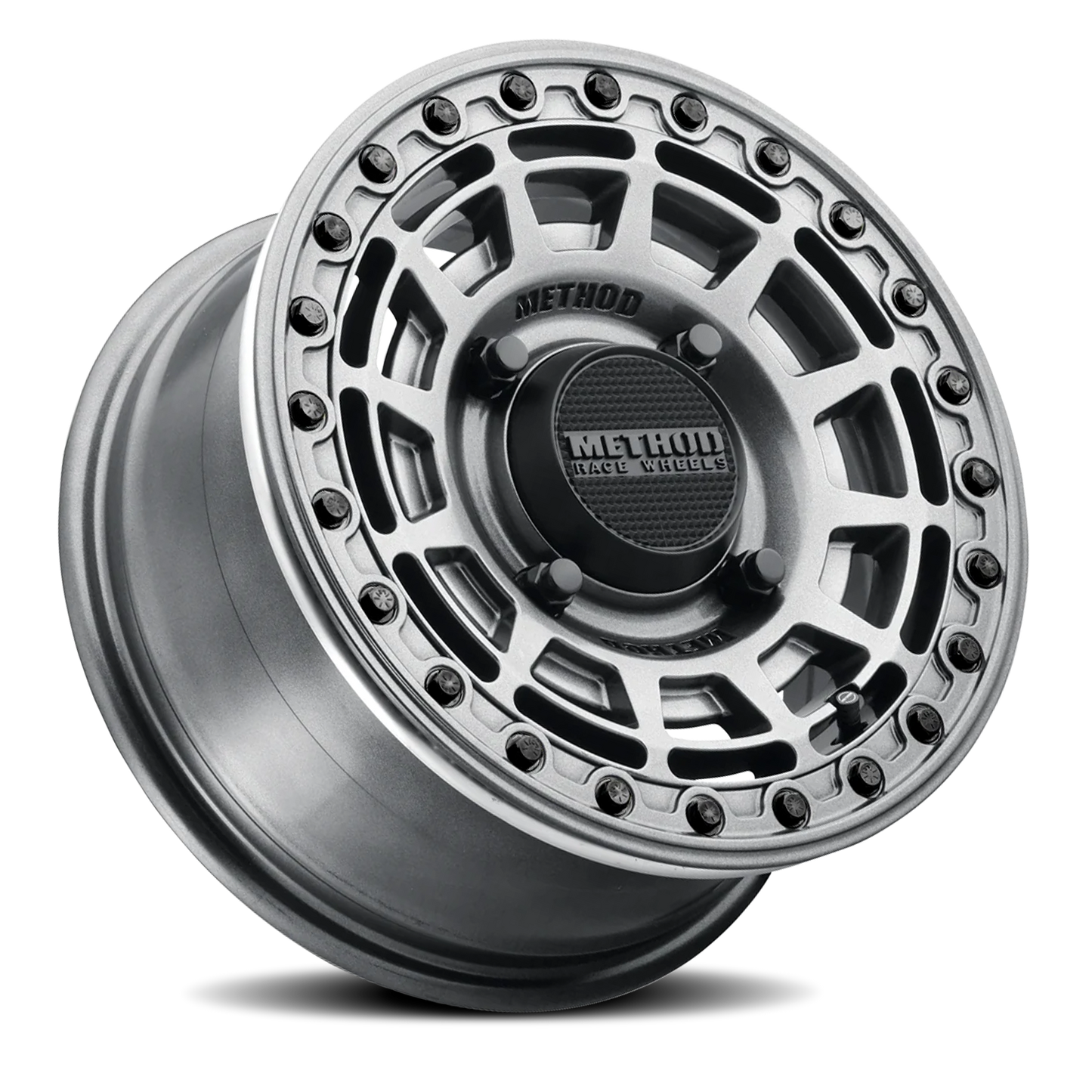 Aluminum 15x10 MR415 Beadlock UTV Graphite GY Gloss Graphite Ring Method Race Wheels-4