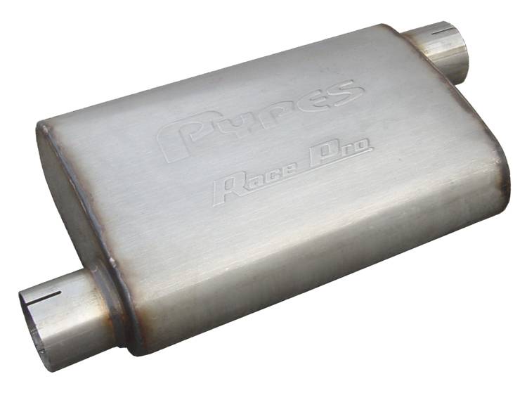 Race Pro Series Muffler 14 in 2.5 in Offset/Offset Hardware Not Incl Natural 409 Stainless Steel Pypes Performance Exhaust