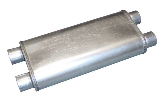 Race Pro Series Muffler 2.5 in Dual Inlet/Outlet 20 in L Hardware Not Incl Natural 409 Stainless Steel Pypes Performance Exhaust