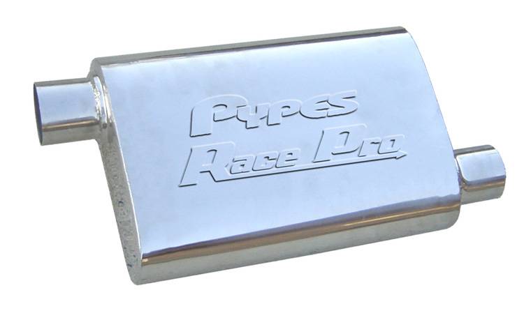 Race Pro Series Muffler 14 in 2.5 in Offset/Offset Hardware Not Incl Polished 304 Stainless Steel Pypes Performance Exhaust