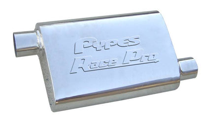 Race Pro Series Muffler 14 in 2.5 in Offset/Offset Hardware Not Incl Polished 304 Stainless Steel Pypes Performance Exhaust