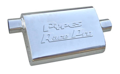 Race Pro Series Muffler 14 in 2.5 in Offset/Center Hardware Not Incl Natural 409 Stainless Steel Pypes Performance Exhaust