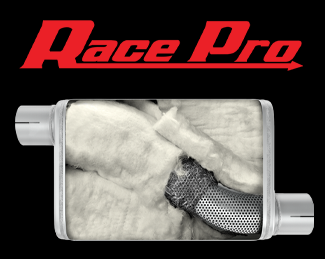 Race Pro Muffler 14 Inch Body 3 Inch Offset Inlet/Offset Outlet 409 Stainless Pypes Performance Exhaust-1