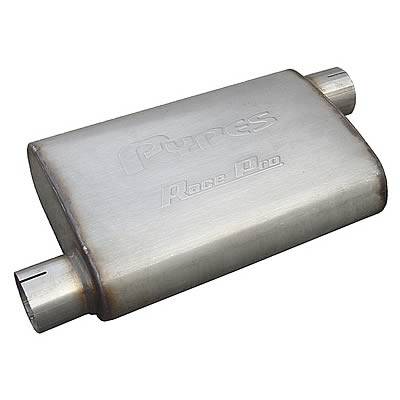Race Pro Muffler 14 Inch Body 3 Inch Offset Inlet/Offset Outlet 409 Stainless Pypes Performance Exhaust