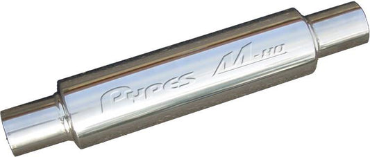 M-80 Series Muffler 2.5 in Round 14 in L Hardware Not Incl Polished 304 Stainless Steel Pypes Performance Exhaust