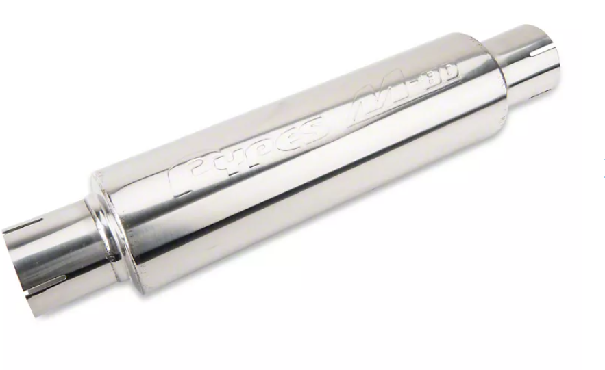 M-80 Series Muffler 2.5 in Round 14 in L Hardware Not Incl Polished 304 Stainless Steel Pypes Performance Exhaust-1