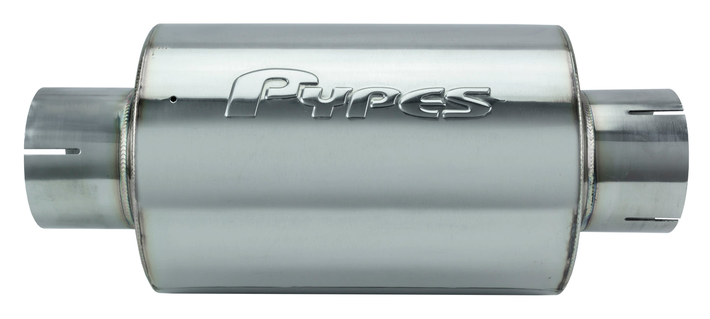 M-80 Series Muffler 3 in Round 6 in Width Hardware Not Incl Polished 304 Stainless Steel Pypes Performance Exhaust