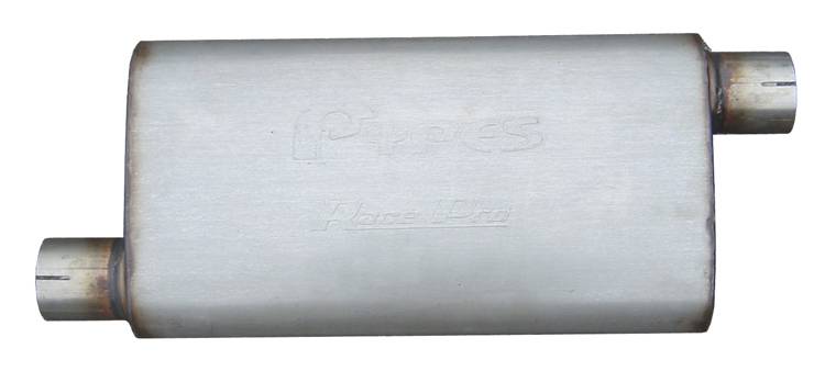 Race Pro Series Muffler 18 in 2.5 in Offset/Offset Hardware Not Incl Natural 409 Stainless Steel Pypes Performance Exhaust