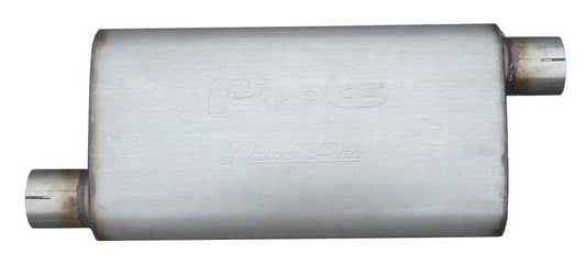 Race Pro Series Muffler 18 in 2.5 in Offset/Offset Hardware Not Incl Natural 409 Stainless Steel Pypes Performance Exhaust