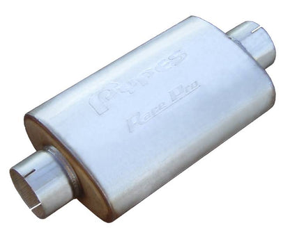Race Pro Series Muffler 14 in 3.5 in Center/Center Hardware Not Incl Natural 409 Stainless Steel Pypes Performance Exhaust