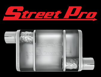 Street Pro Series Muffler 14 in 2.5 in Offset/Offset Hardware Not Incl Natural 409 Stainless Steel Pypes Performance Exhaust-1