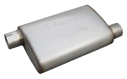 Street Pro Series Muffler 14 in 2.5 in Offset/Offset Hardware Not Incl Natural 409 Stainless Steel Pypes Performance Exhaust