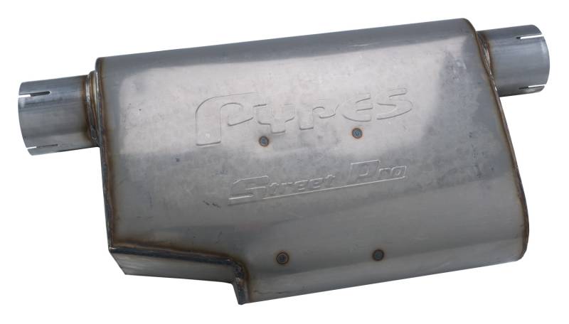 Street Pro Series Muffler 14 in 2.5 in Offset/Offset Same Side Hardware Not Incl Natural 409 Stainless Steel Pypes Performance Exhaust