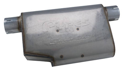 Street Pro Series Muffler 14 in 2.5 in Offset/Offset Same Side Hardware Not Incl Natural 409 Stainless Steel Pypes Performance Exhaust
