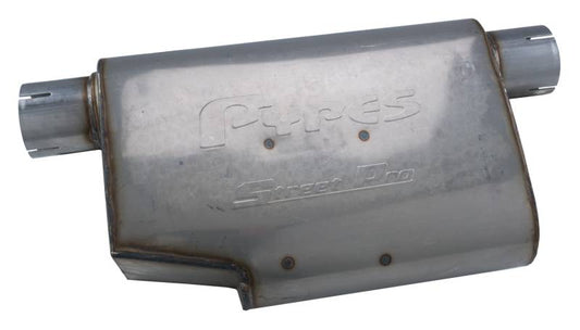 Street Pro Series Muffler 14 in 2.5 in Offset/Offset Same Side Hardware Not Incl Natural 409 Stainless Steel Pypes Performance Exhaust