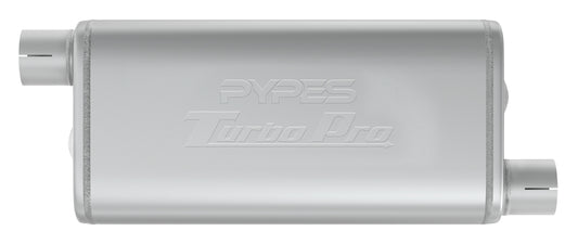 Turbo Pro Muffler 18 Inch Body 2.5 Inch Offset Inlet/Offset Outlet 409 Stainless MVT30 Pypes Performance Exhaust