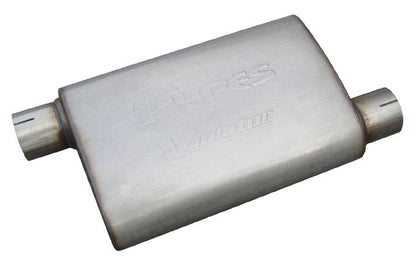 Violator Series Muffler 14 in 2.5 in Offset/Offset Hardware Not Incl Natural 409 Stainless Steel Pypes Performance Exhaust