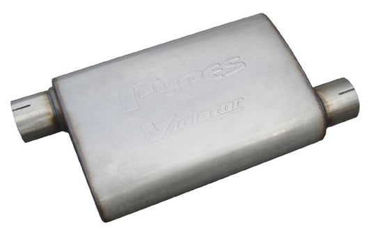 Violator Series Muffler 14 in 2.5 in Offset/Offset Hardware Not Incl Natural 409 Stainless Steel Pypes Performance Exhaust