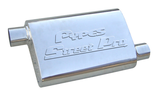 Violator Series Muffler 14 in 2.5 in Offset/Offset Hardware Not Incl Polished 304 Stainless Steel Pypes Performance Exhaust