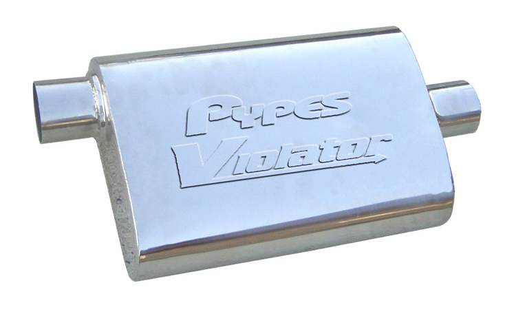 Violator Series Muffler 14 in 2.5 in Offset/Center Hardware Not Incl Natural 409 Stainless Steel Pypes Performance Exhaust