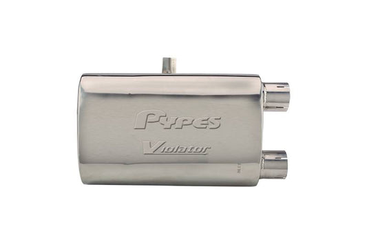 Violator Series Muffler 16 in 2.5 in Offset/Offset Hardware Not Incl Polished 304 Stainless Steel Pypes Performance Exhaust