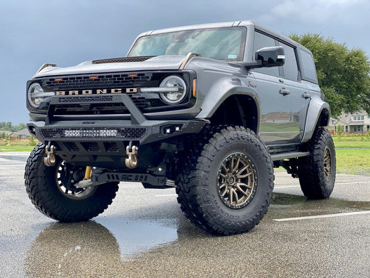Freedom Front Bumper Baja For 2021-2025 Ford Bronco Raptor Only Non Winch Sensor Cutouts With Camera Harness + Pod Bodyguard Bumpers-1