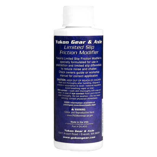 Friction Modifier Additive For Limited Slip/Posi - 4 Ounce Bottle Positraction Additive 4OZ Yukon Gear & Axle