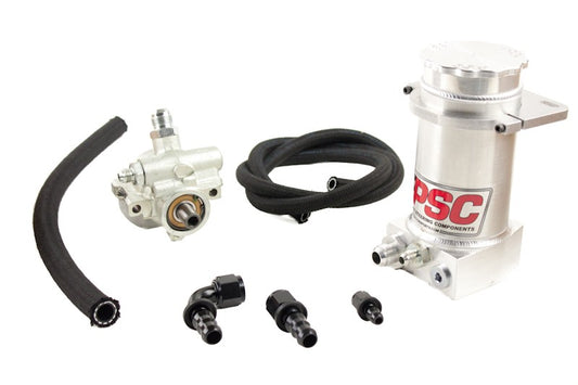 Pro Touring Type II Power Pump and Brushed Aluminum Remote Reservoir Kit for Gearbox Applications Performance Components PSC Steering