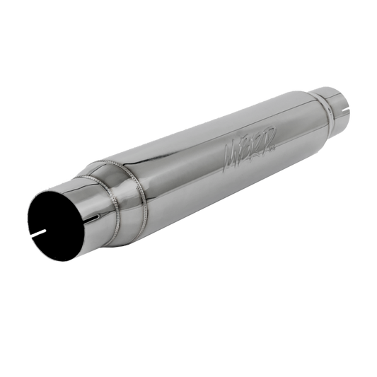 Exhaust Resonator 3 Inch Inlet/Outlet 22 Inch Body 26 Inch Overall T304 Stainless Steel MBRP